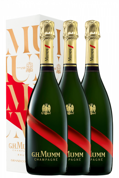 3 Bottiglie Champagne Grand Cordon Brut Mumm 75cl (Astucciato)