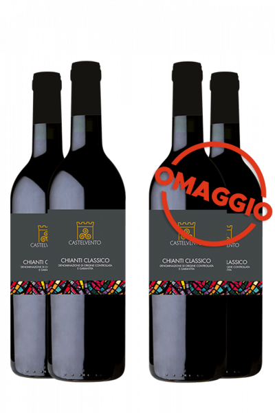 6 Bottiglie Chianti Classico DOCG 2018 Castelvento + 6 OMAGGIO