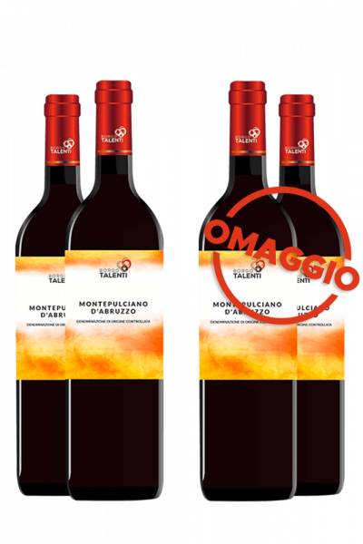 6 Bottiglie Montepulciano D'Abruzzo DOC 2017 Borgo Talenti + 6 OMAGGIO