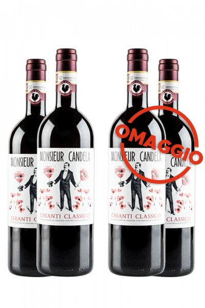 6 Bottiglie Chianti Classico DOCG Monsieur Candela 2017 Castello Di Querceto + 6 OMAGGIO
